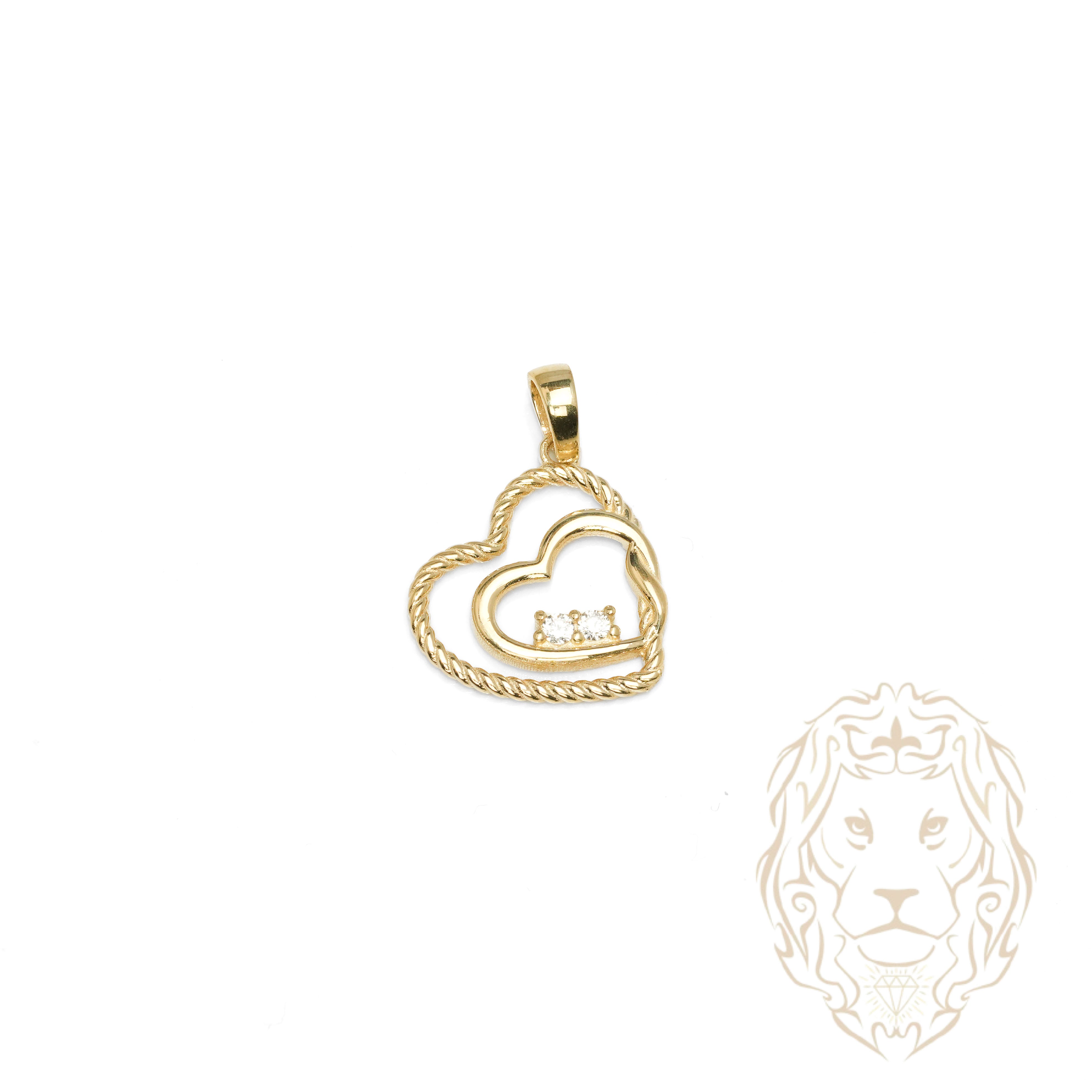 Pendentif - Or 10K jaune coeurs twist serti de cz - PEG1264