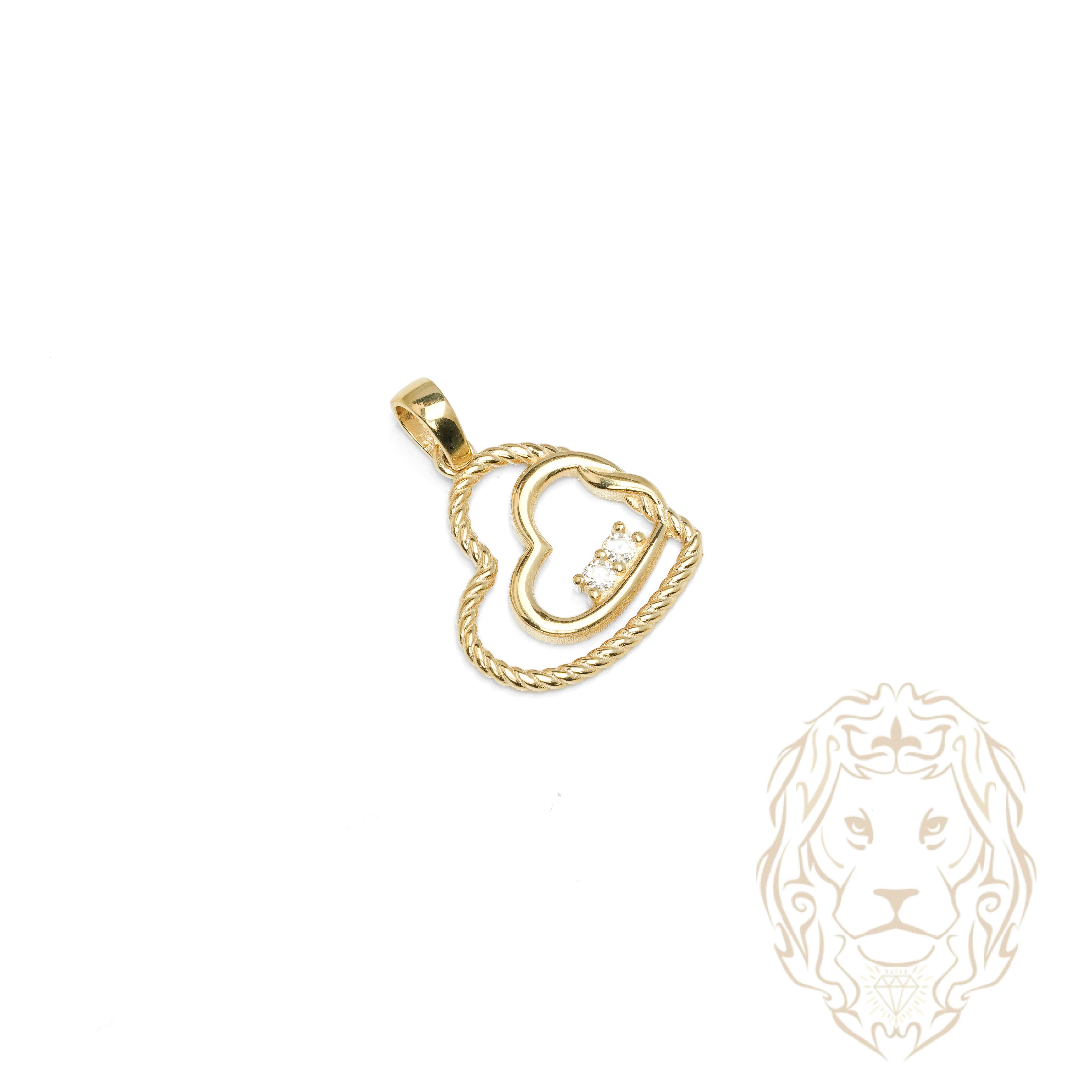 Pendentif - Or 10K jaune coeurs twist serti de cz - PEG1264