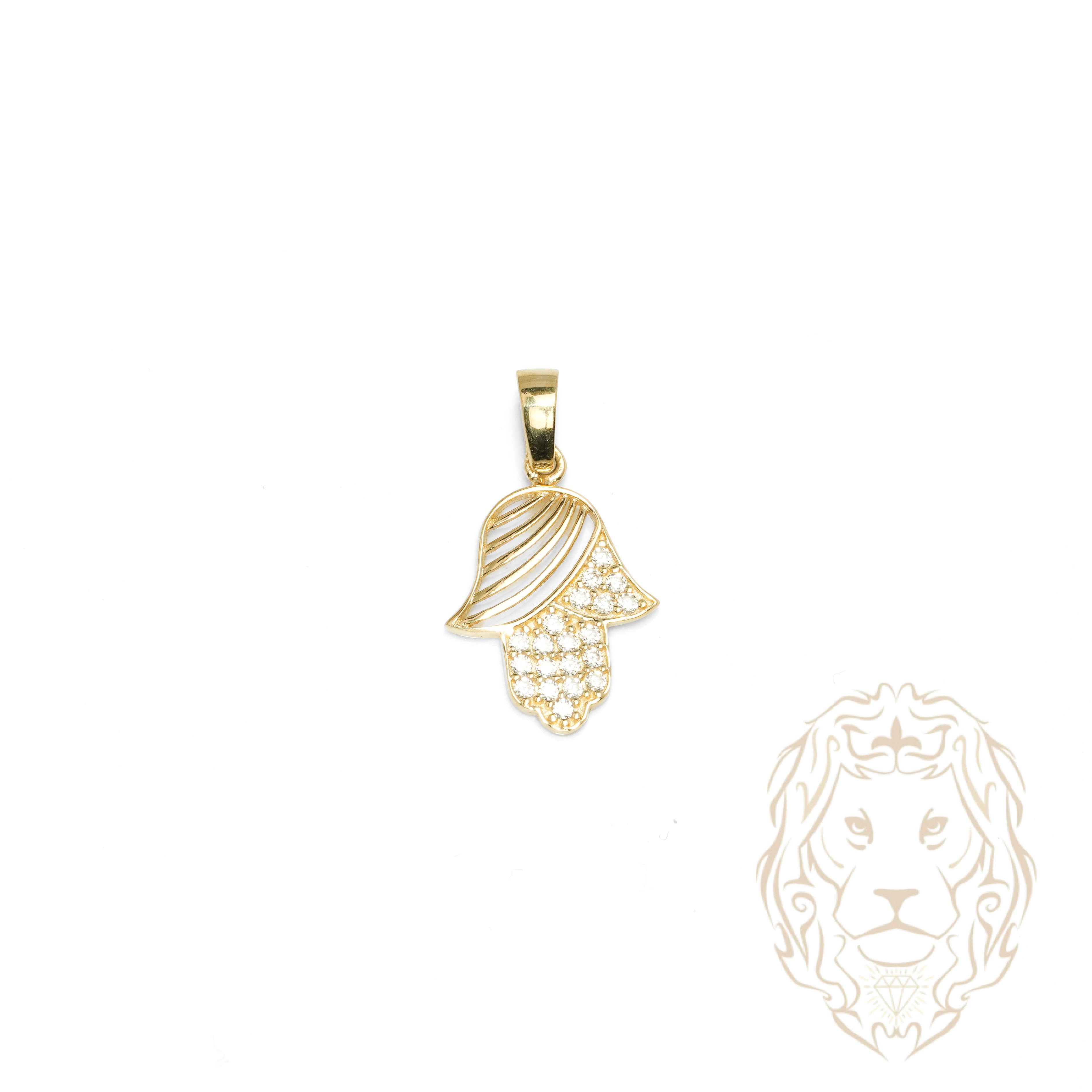 Pendentif - Or 10K jaune main de fatima pavé de cz - PEG1265