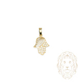Pendentif - Or 10K jaune main de fatima pavé de cz - PEG1265