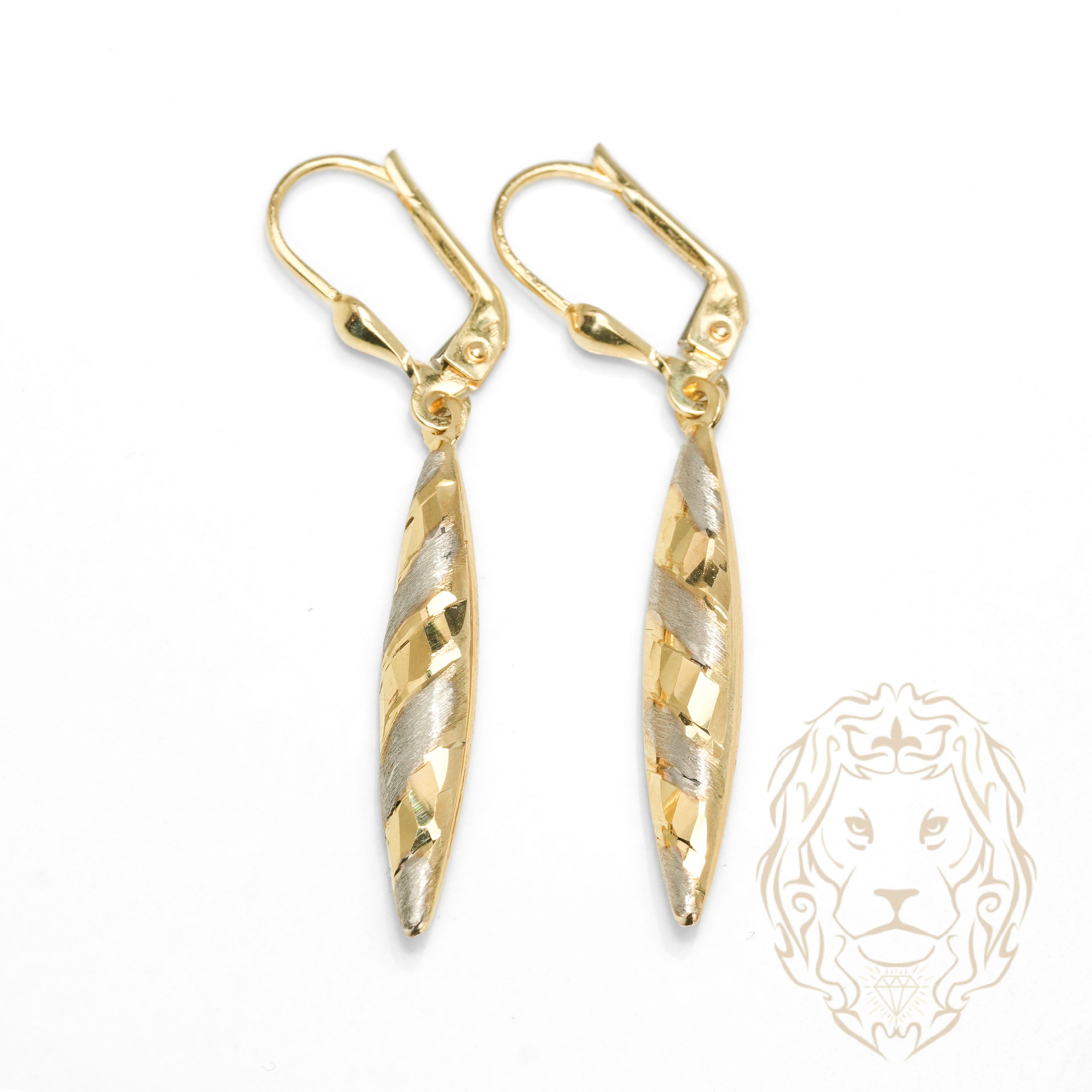 Hoops - Or 10K deux tons jaune & blanc baguette pendantes coupe diamant  - BOG1282