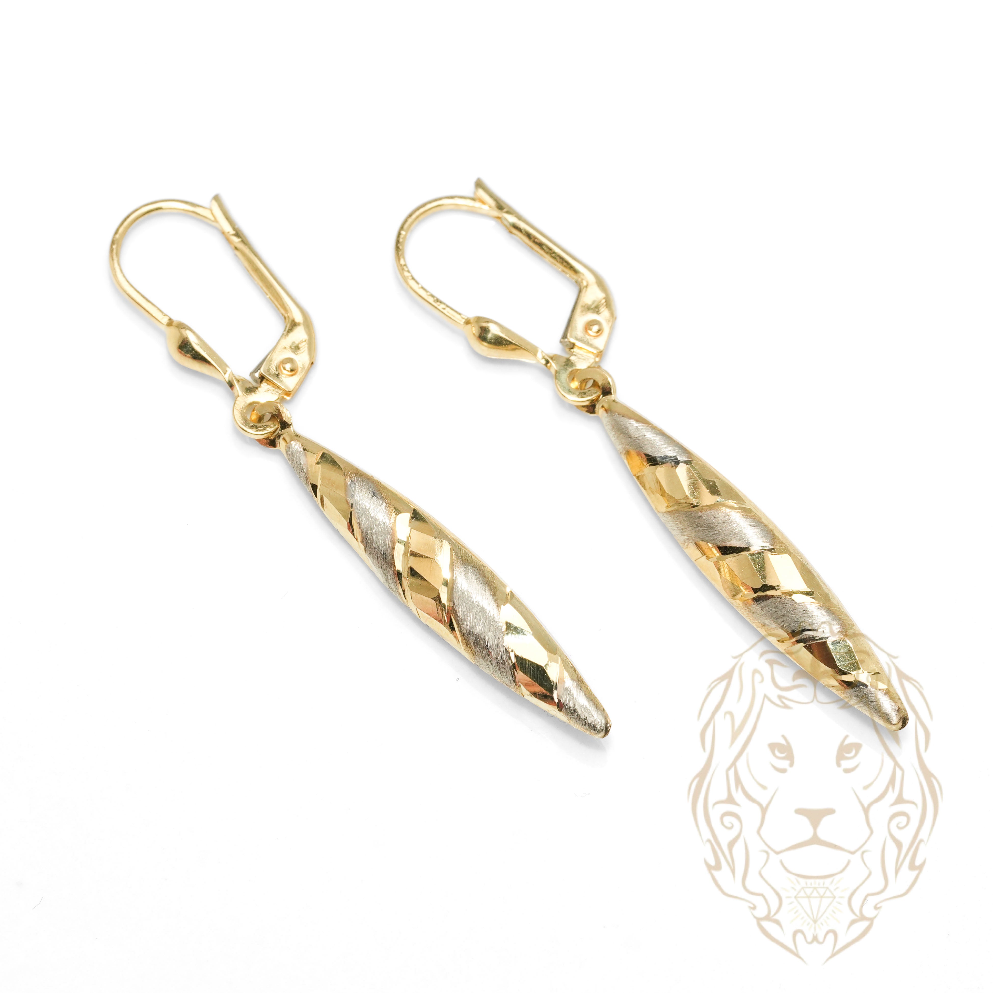 Hoops - Or 10K deux tons jaune & blanc baguette pendantes coupe diamant  - BOG1282