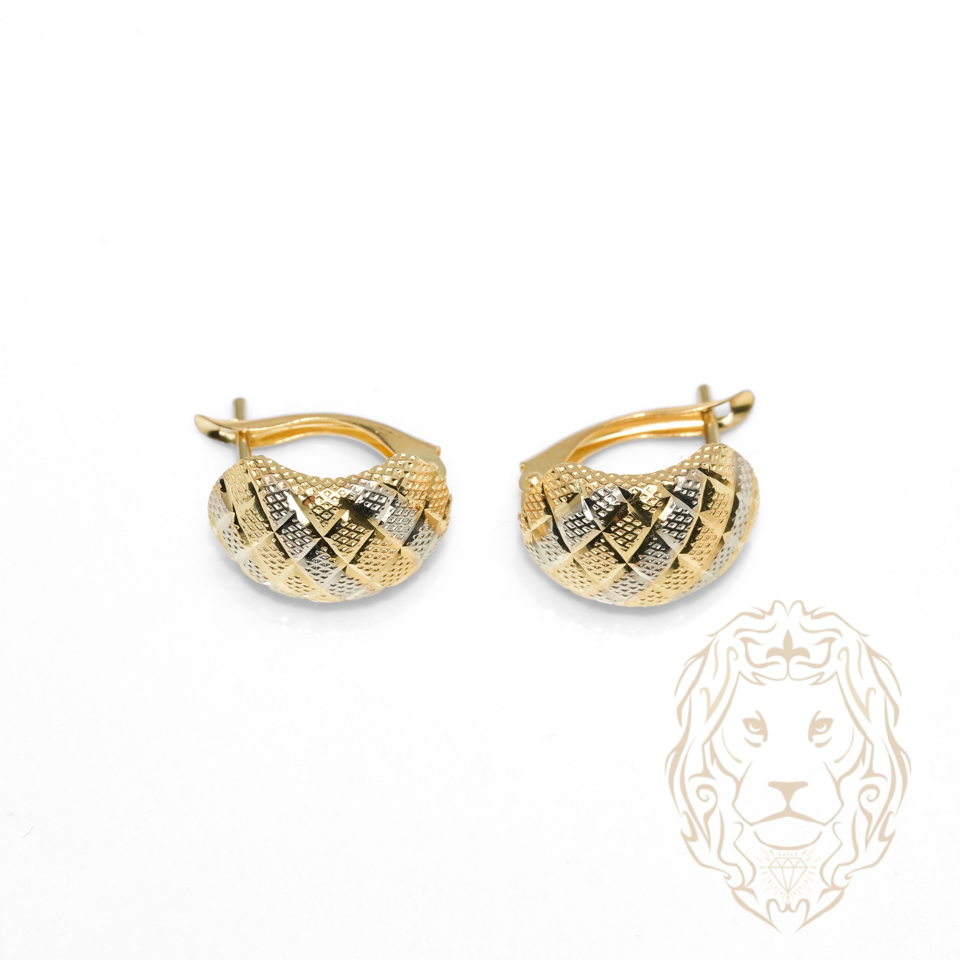 Hoops - Or 10K deux tons jaune & blanc motif arlequin coupe diamant  - BOG1283