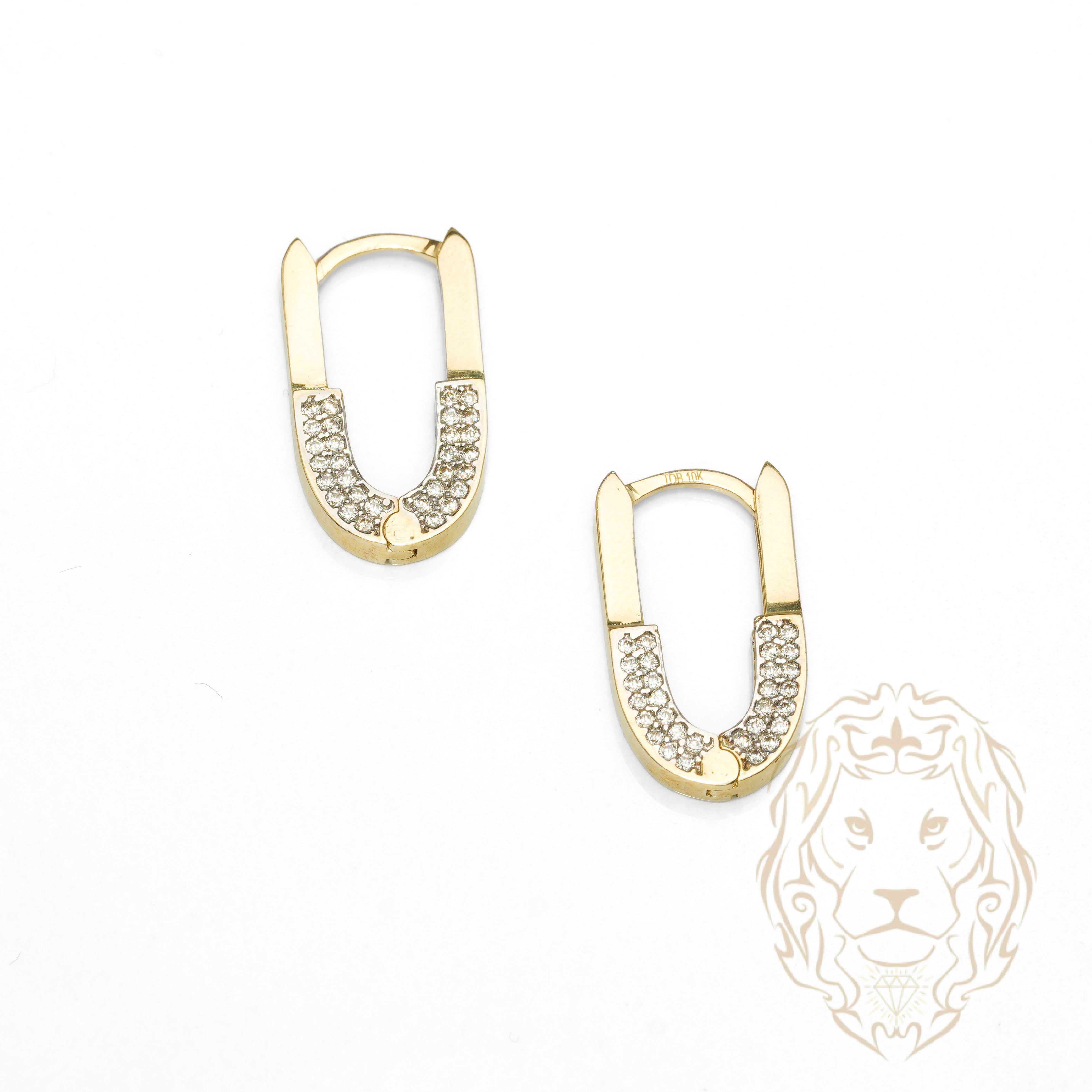Hoops - Or 10K jaune paperclip moitié pavé de cz 3mm X 15mm- BOG1284