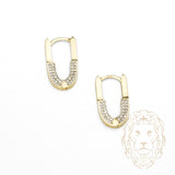Hoops - Or 10K jaune paperclip moitié pavé de cz 3mm X 15mm- BOG1284