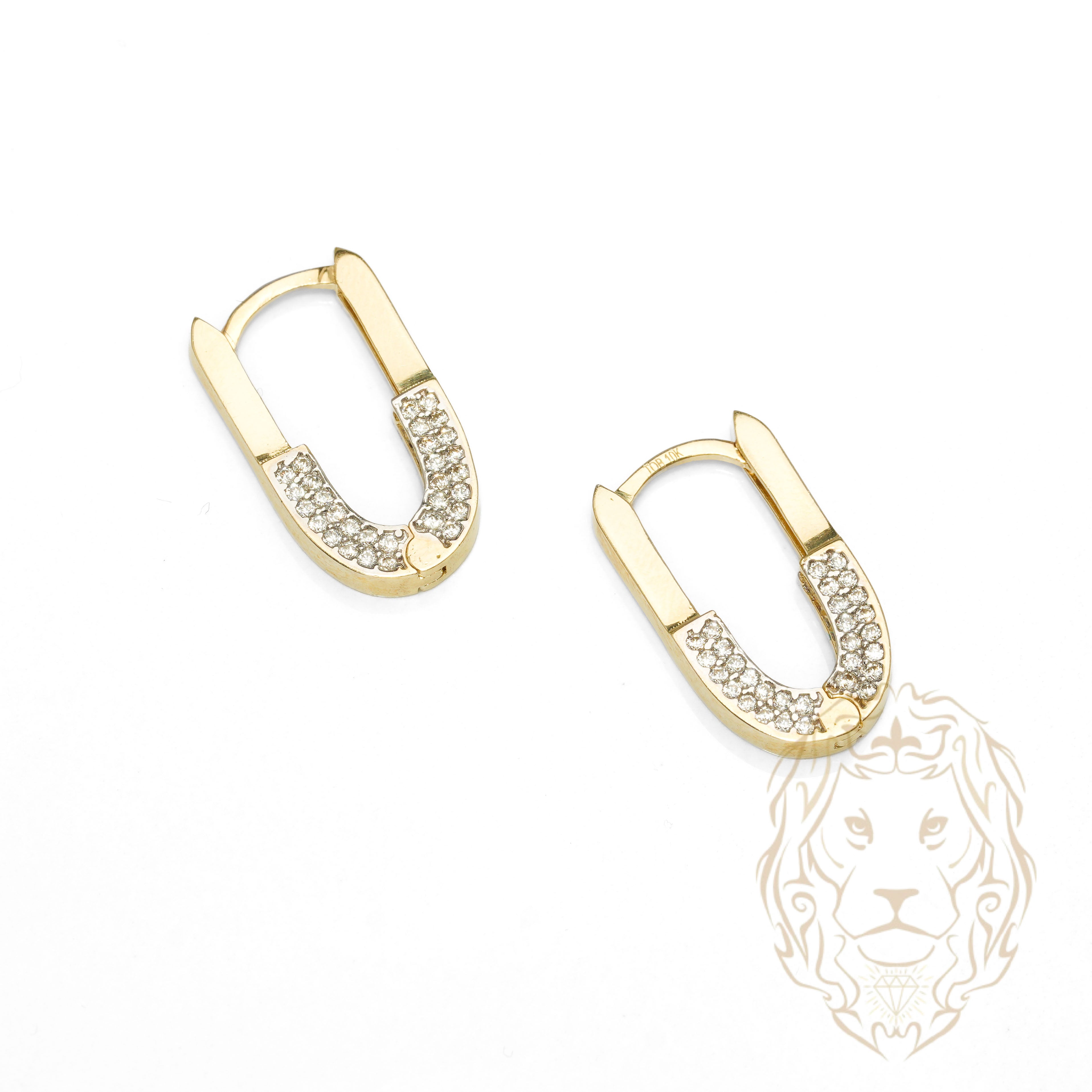 Hoops - Or 10K jaune paperclip moitié pavé de cz 3mm X 15mm- BOG1284