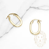 Hoops - Or 10K jaune paperclip bords carrés 3mm X 24mm - BOG1285