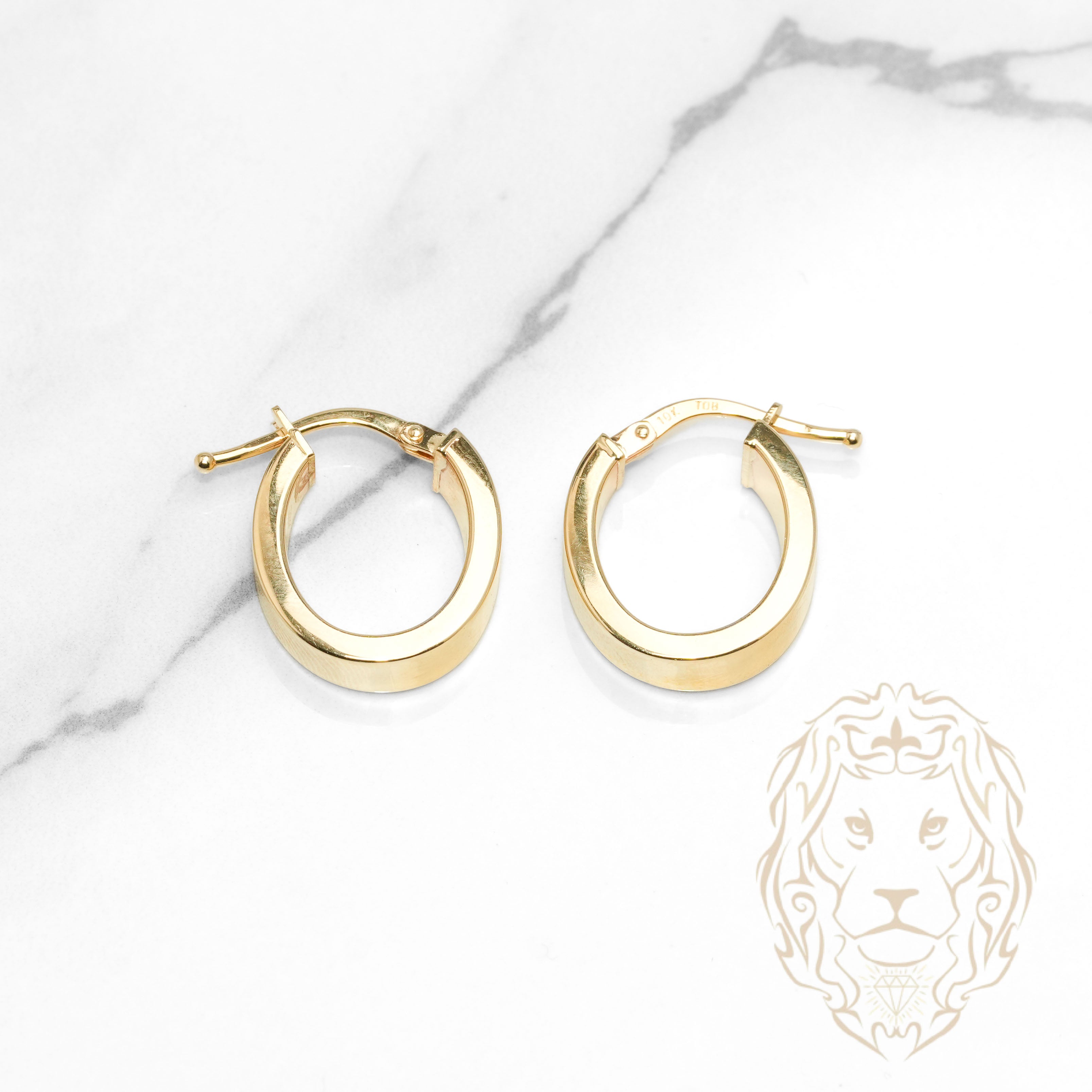 Hoops - Or 10K jaune ovale bords carrés 4mm X 15mm - BOG1286