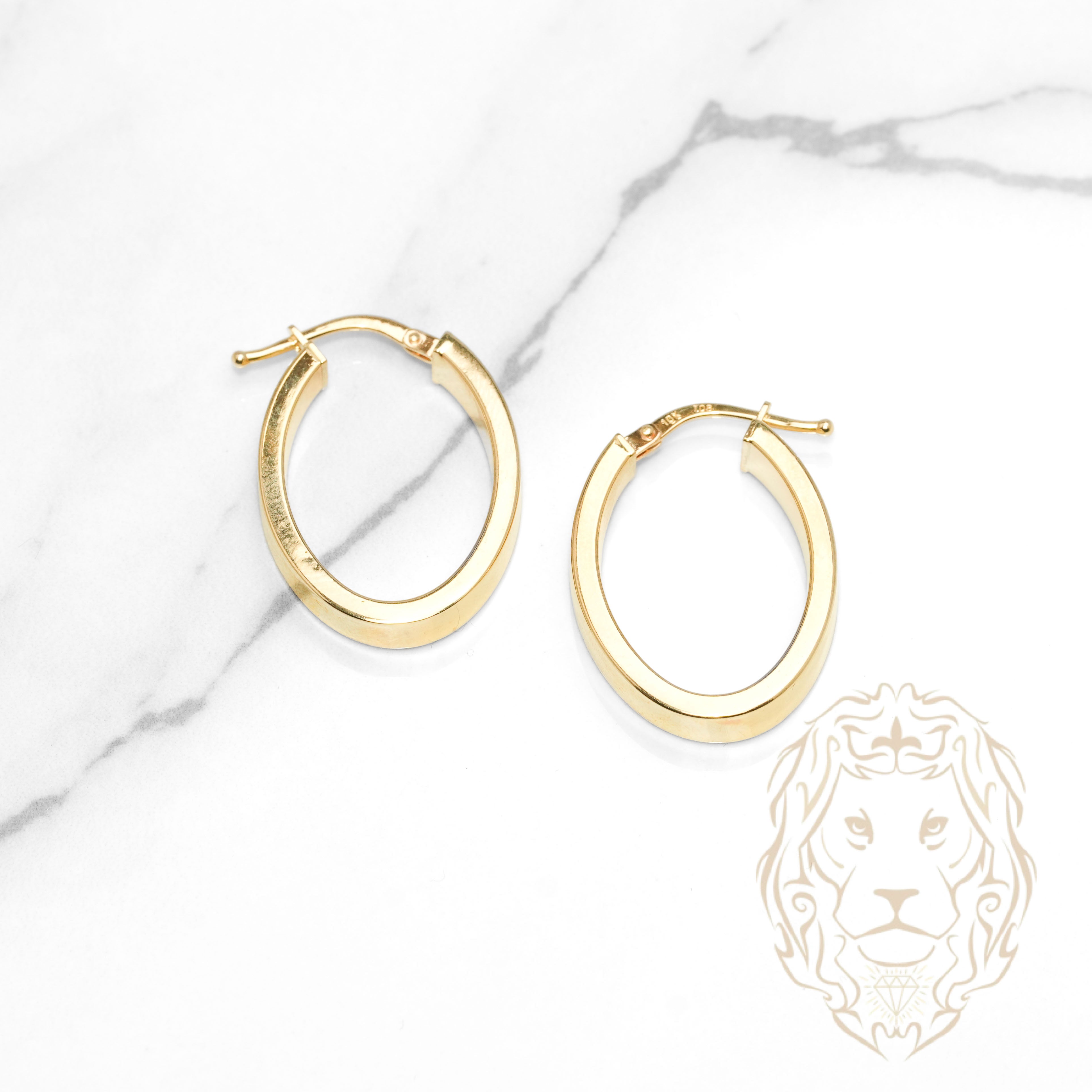 Hoops - Or 10K jaune ovale bords carrés 4mm X 22mm - BOG1287