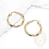 Hoops - Or 10K deux tons jaune & blanc sculpté 3mm X 19mm - BOG1288