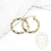 Hoops - Or 10K deux tons jaune & blanc sculpté 3mm X 19mm - BOG1288