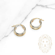 Hoops - Or 10K deux tons jaune & blanc faux-stack 6mm X 13mm - BOG1289