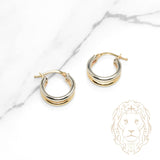 Hoops - Or 10K deux tons jaune & blanc faux-stack 6mm X 13mm - BOG1289