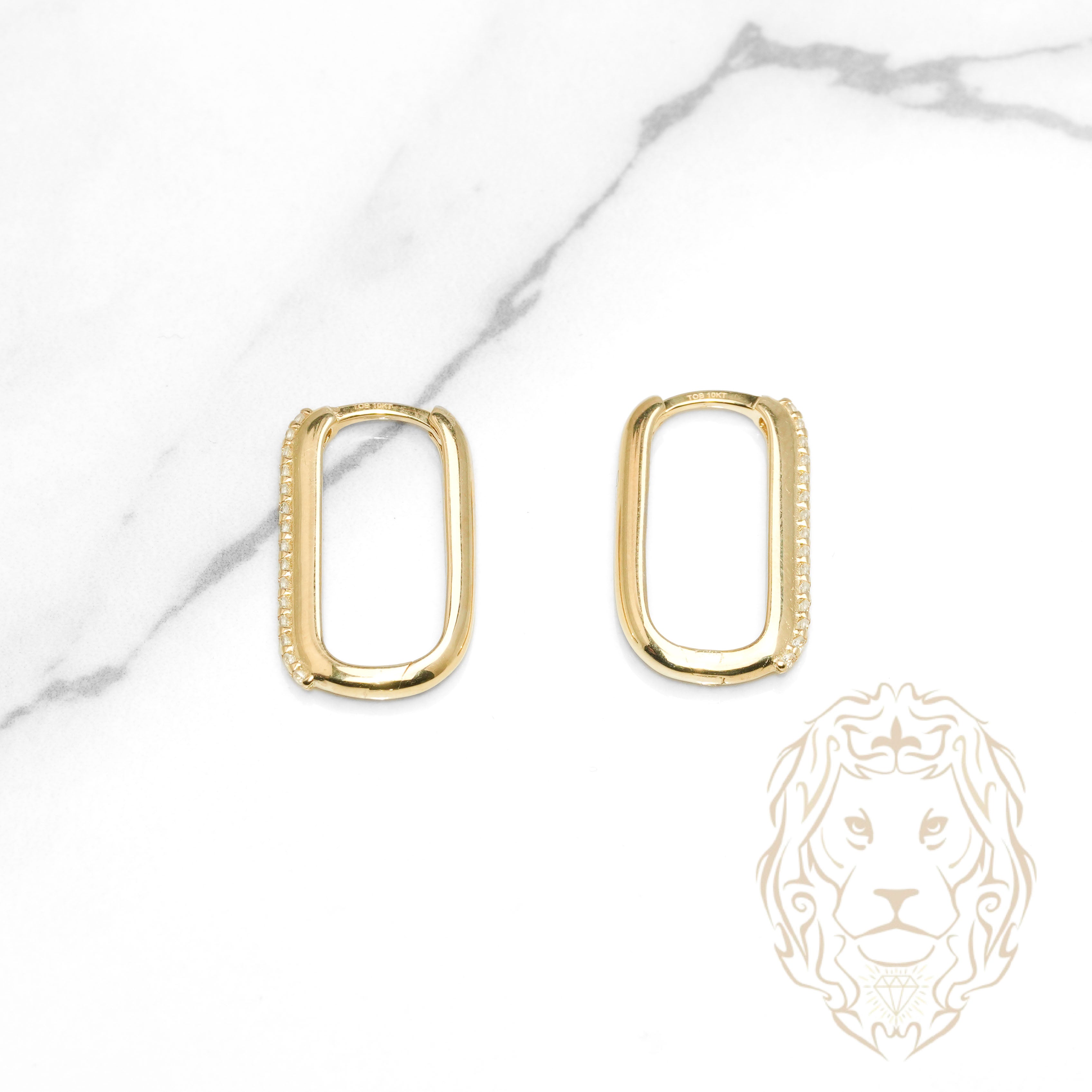 Hoops - Or 10K jaune paperclip pavé de cz 2mm X 17mm - BOG1291