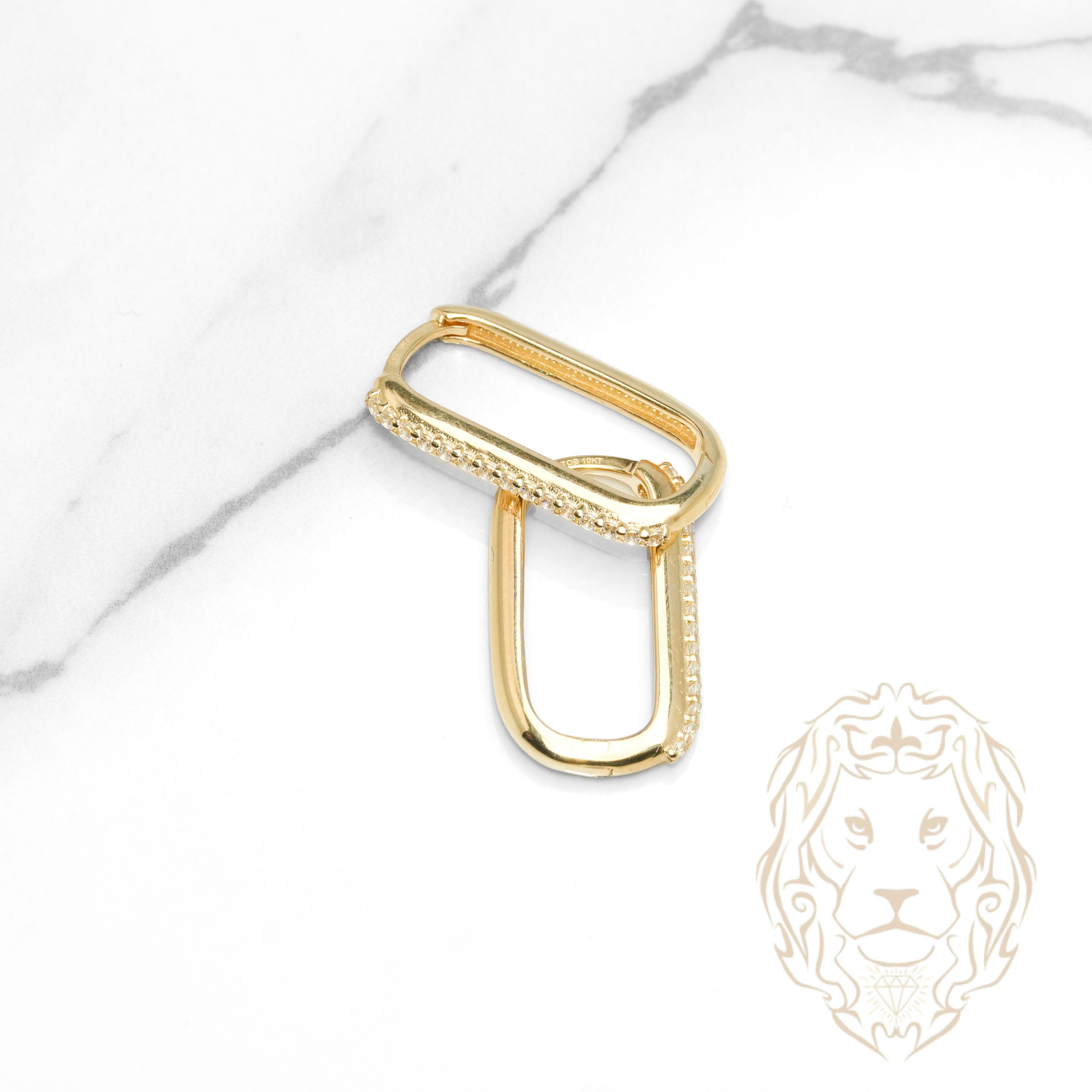 Hoops - Or 10K jaune paperclip pavé de cz 2mm X 17mm - BOG1291