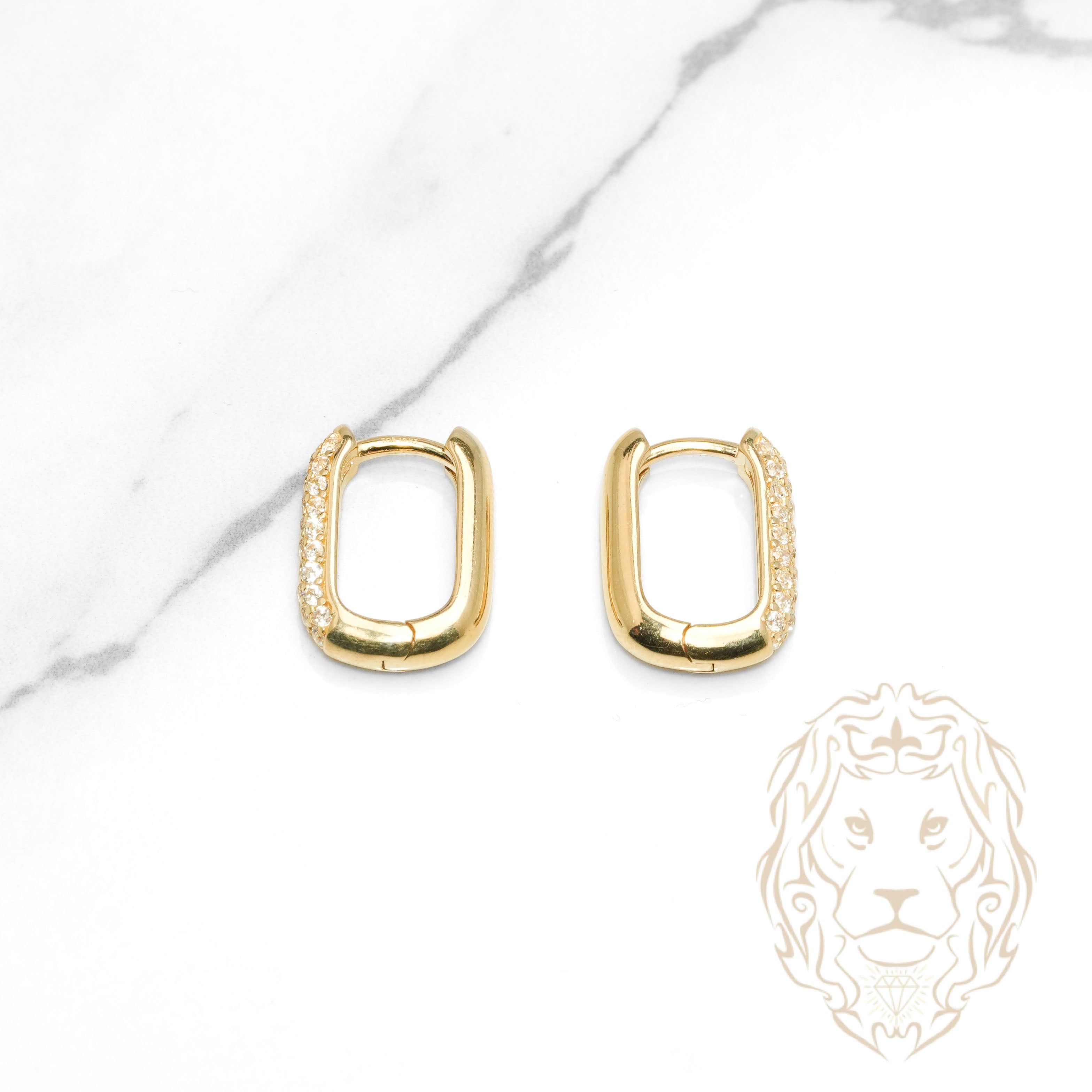 Hoops - Or 10K jaune paperclip pavé de cz 3mm X 11mm - BOG1292