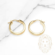 Hoops - Or 10K jaune clé grecque & bords carrés  4mm X 18mm - BOG1294