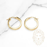 Hoops - Or 10K jaune clé grecque & bords carrés  4mm X 18mm - BOG1294