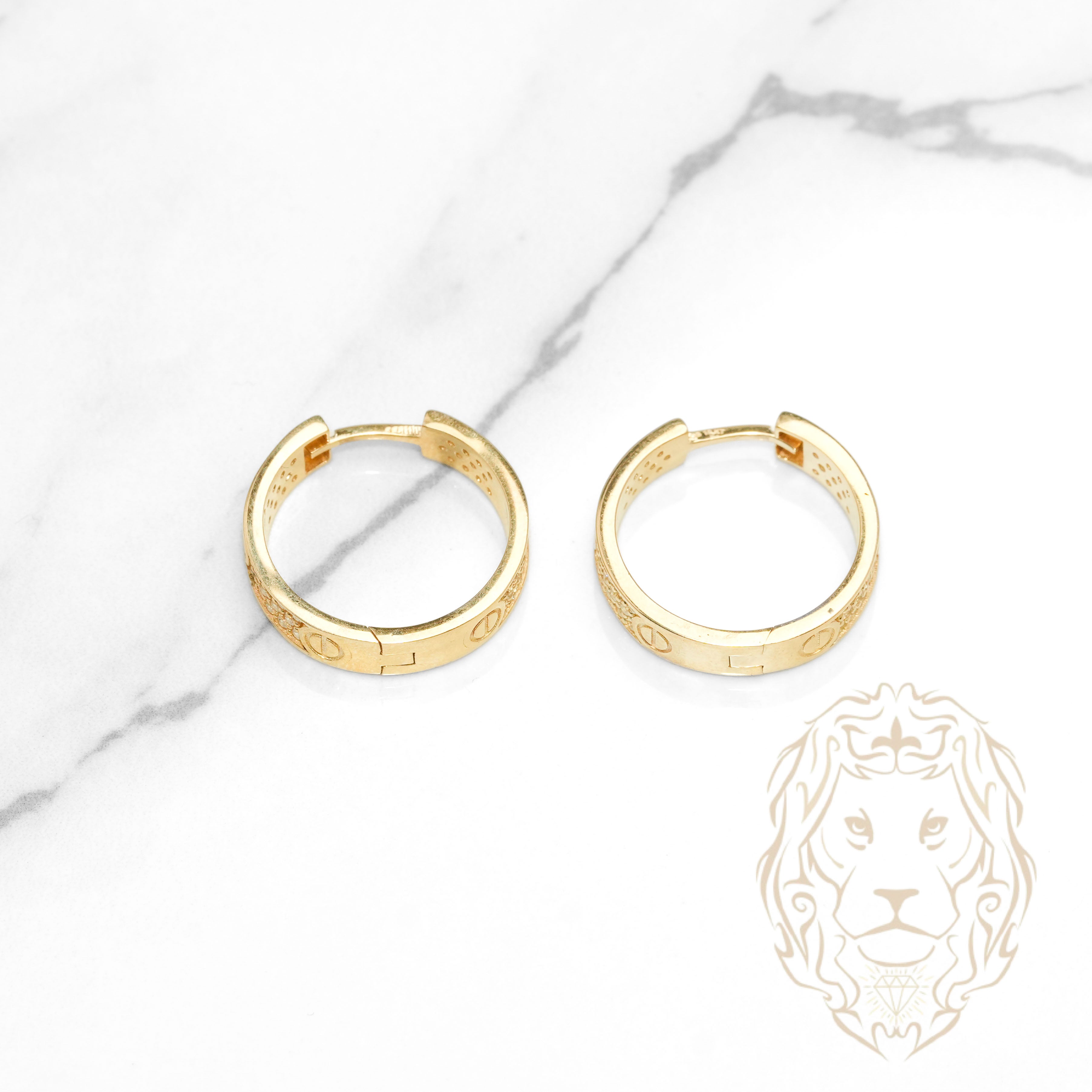 Hoops - Or 10K jaune amour pavé de cz 4mm X 15mm - BOG1296