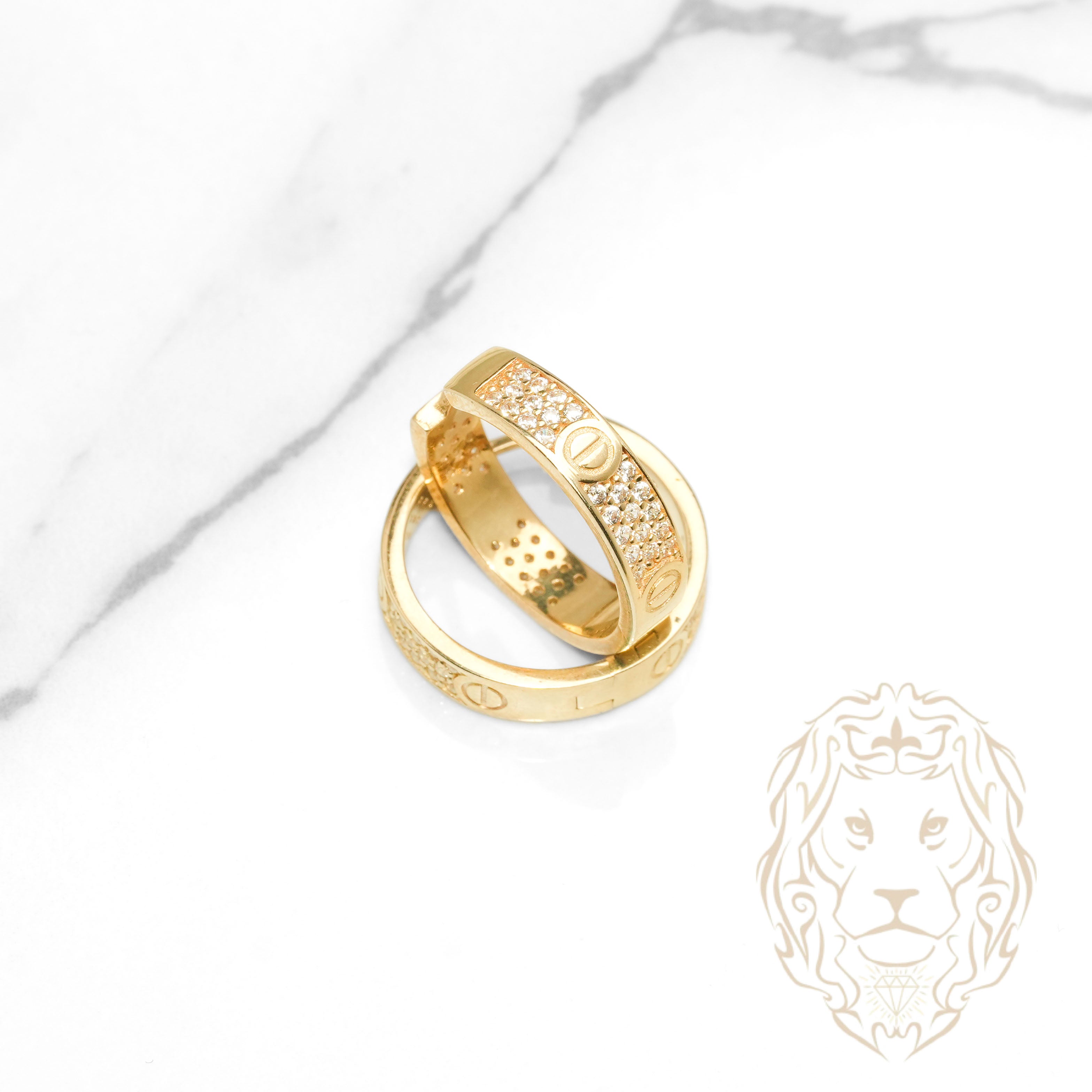 Hoops - Or 10K jaune amour pavé de cz 4mm X 15mm - BOG1296