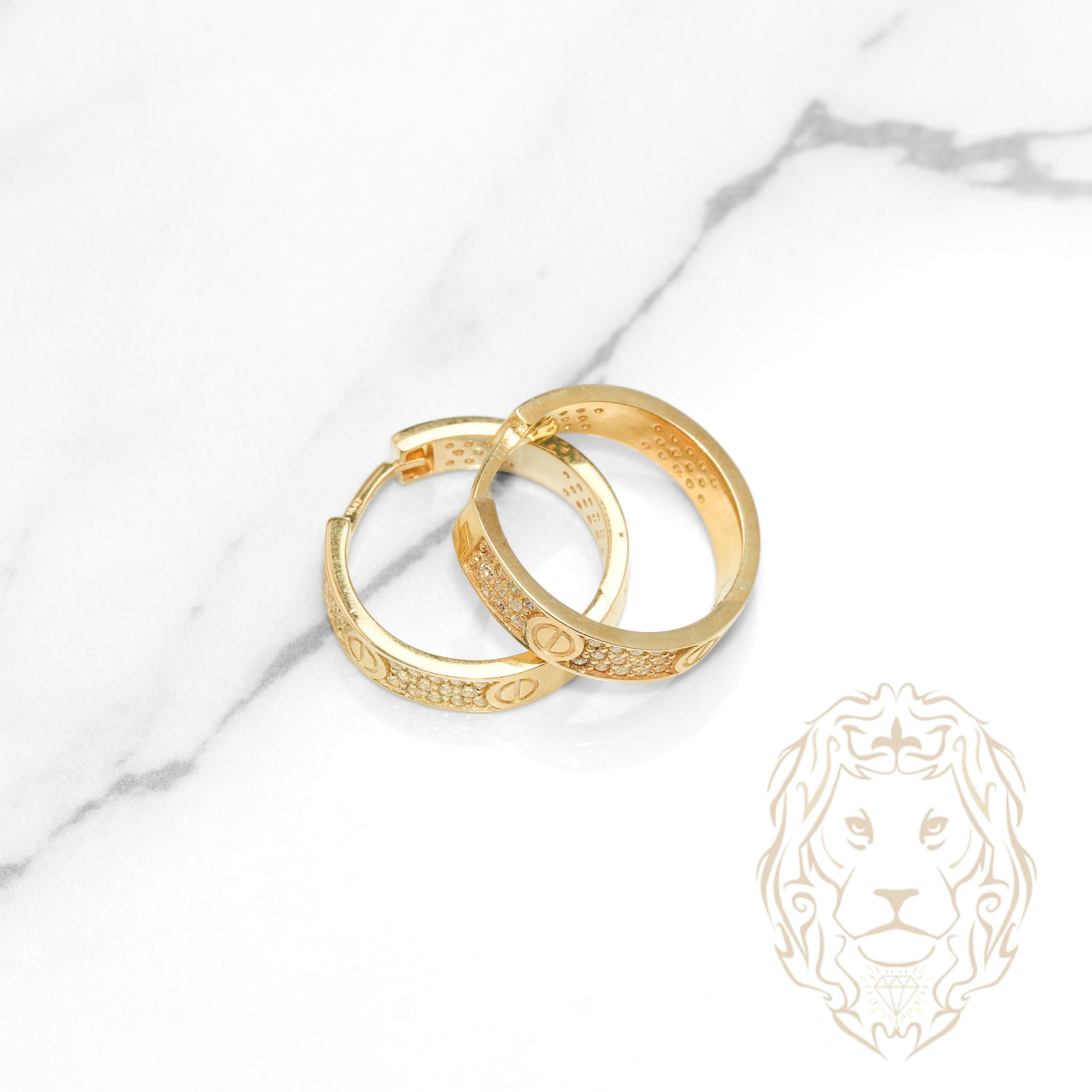 Hoops - Or 10K jaune amour pavé de cz 4mm X 15mm - BOG1296