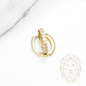 Huggies - Or 10K jaune ovale semi-éternité pierres cz 2mm X 10mm - BOG1298