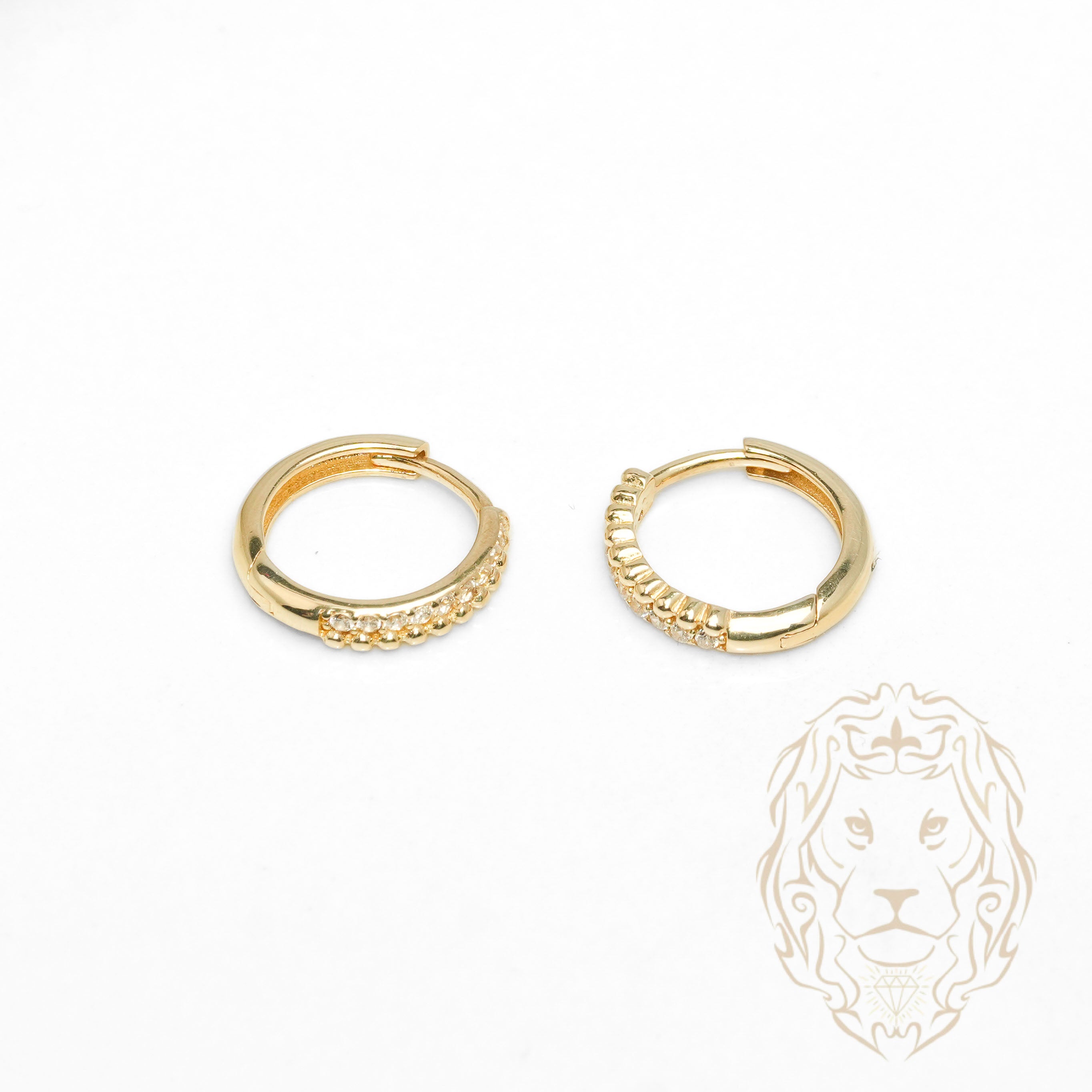 Huggies - Or 10K jaune pierres cz & perlée 2mm X 10mm - BOG1303