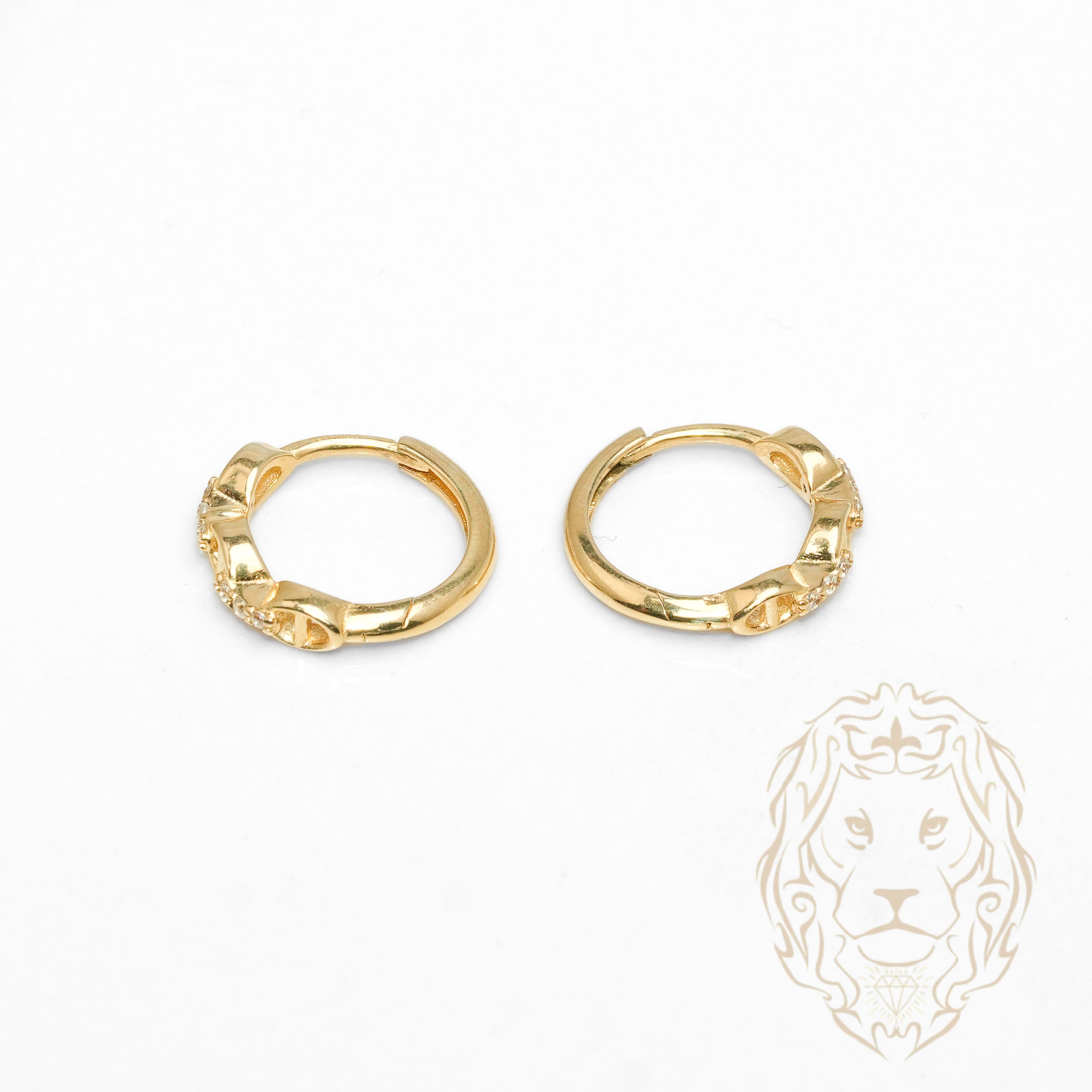 Huggies - Or 10K jaune maillons marin pavé de cz  3mm X 10mm - BOG1305