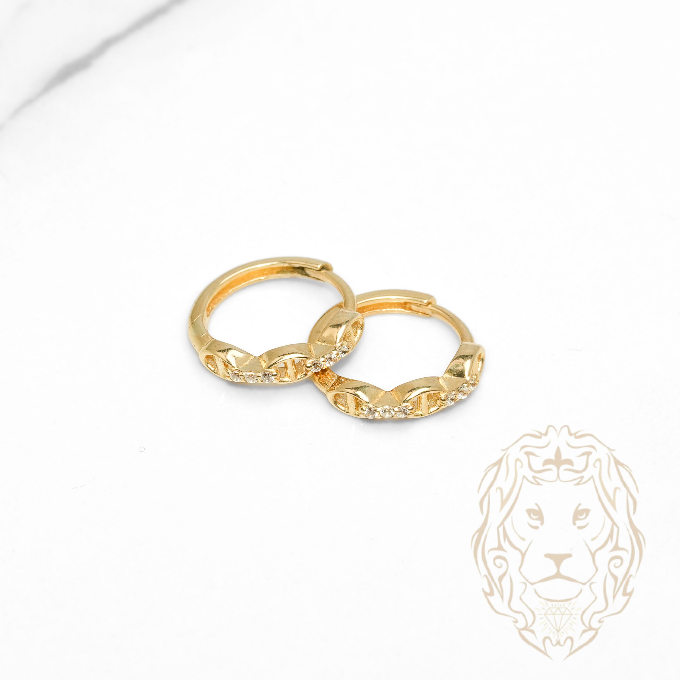 Huggies - Or 10K jaune maillons marin pavé de cz  3mm X 10mm - BOG1305