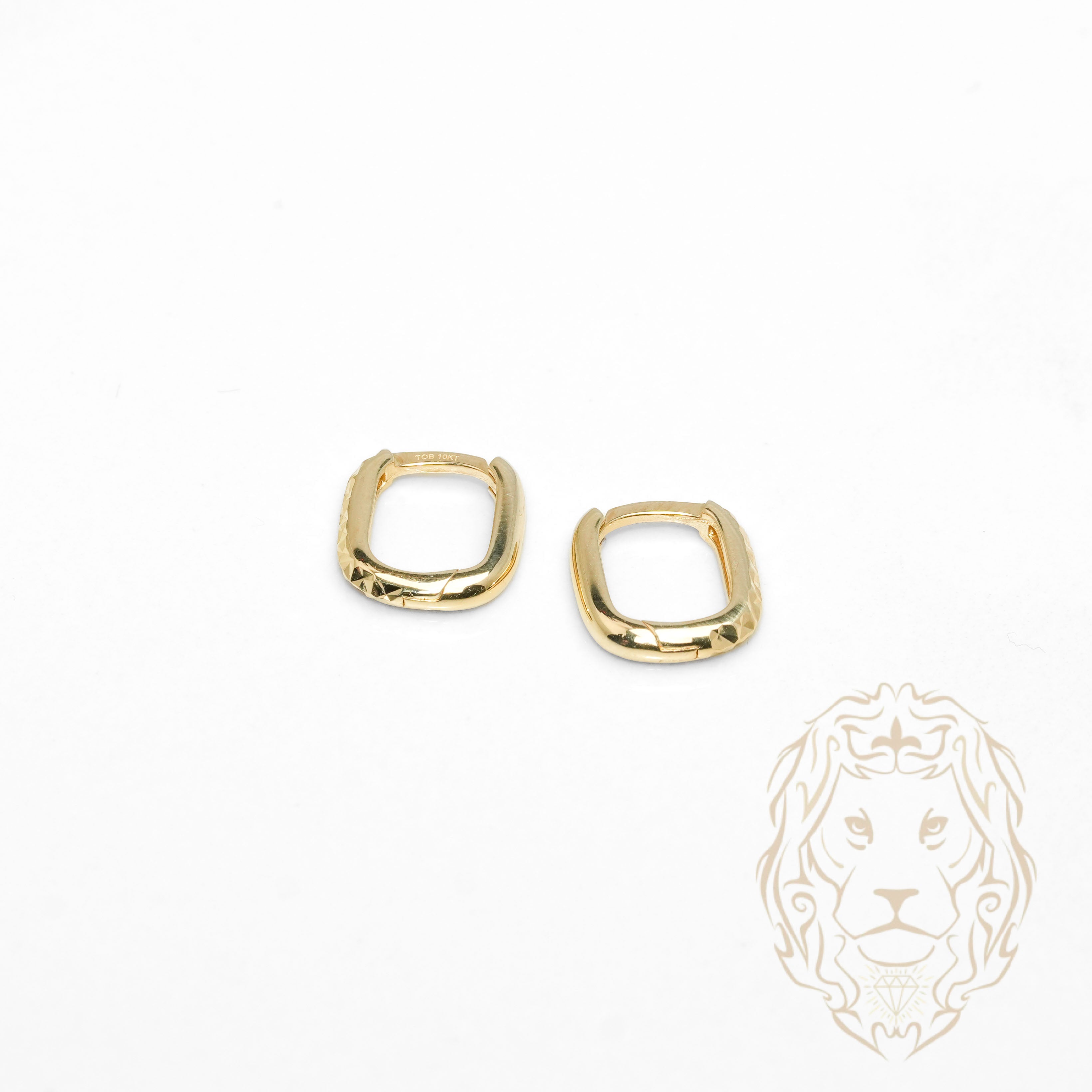 Huggies - Or 10K jaune carré coupe diamant 2mm X 9mm - BOG1308