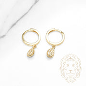 Huggies - Or 10K jaune goutte pendante pavé de cz 5mm X 10mm - BOG1312