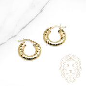Hoops - Or 10K jaune ciselée 3mm X 16mm - BOG1313