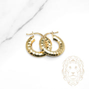 Hoops - Or 10K jaune ciselée 3mm X 16mm - BOG1313