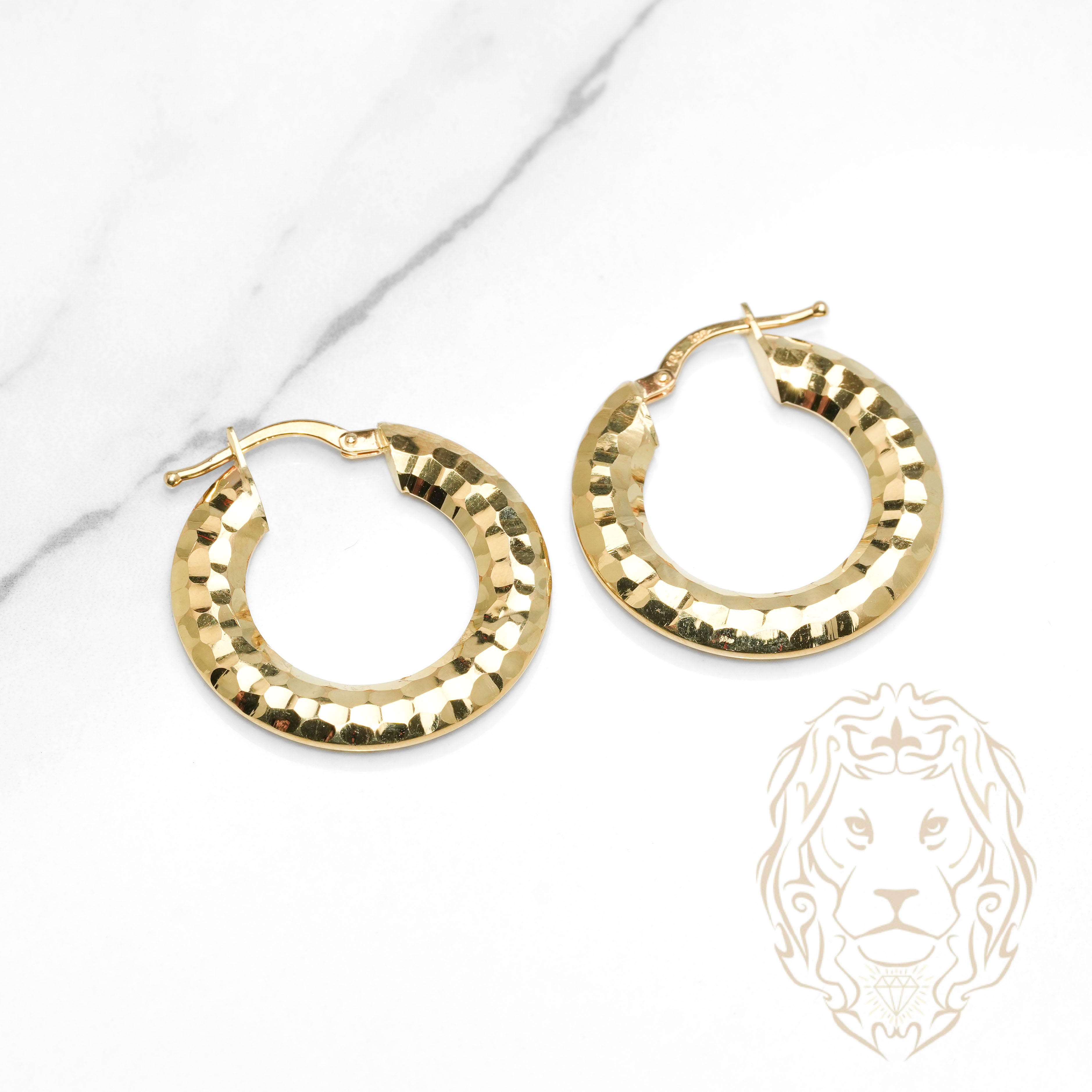 Hoops - Or 10K jaune ciselée 3mm X 19mm - BOG1314