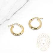 Hoops - Or 10K jaune clé grecque 3mm X 13mm - BOG1315
