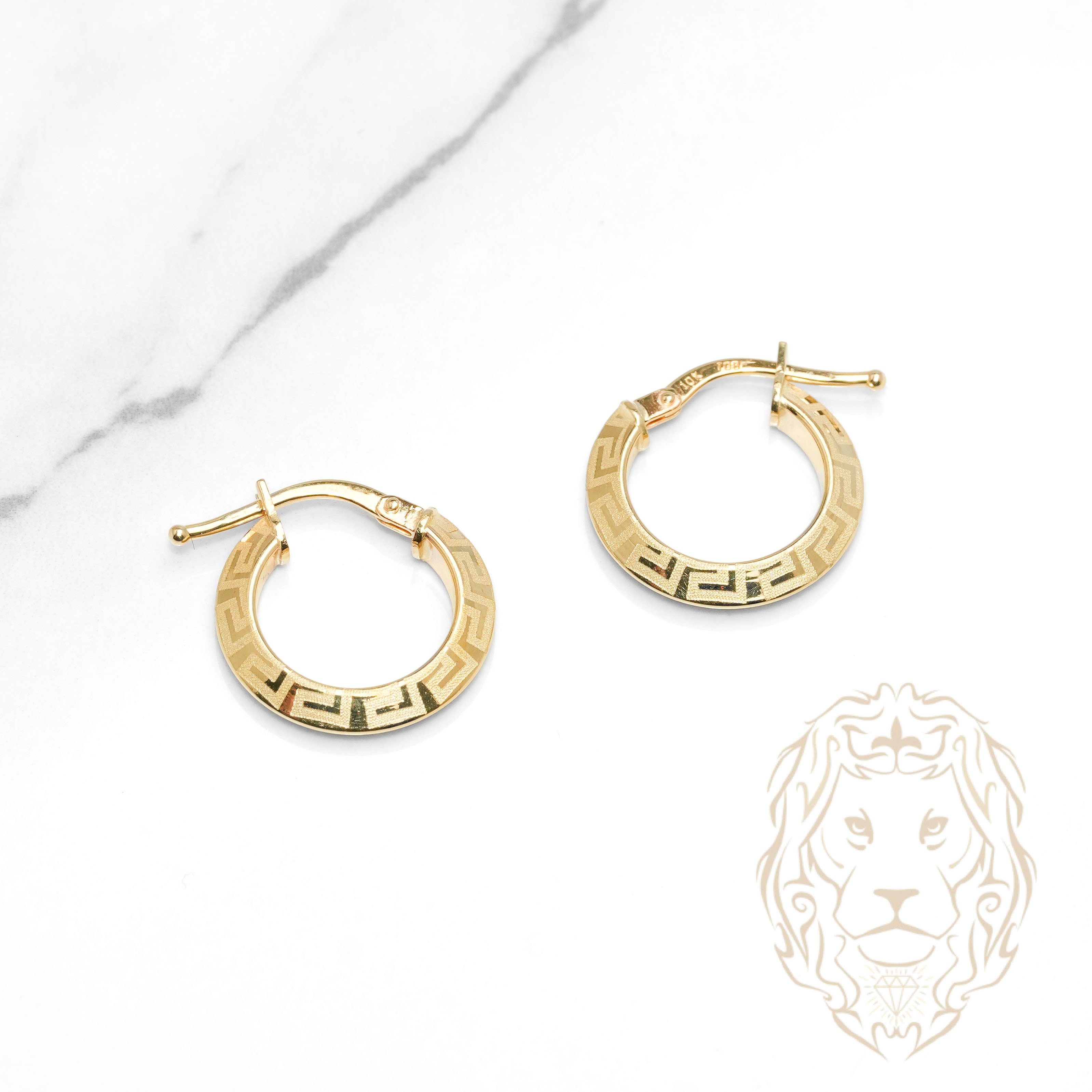 Hoops - Or 10K jaune clé grecque 3mm X 13mm - BOG1315