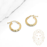 Hoops - Or 10K jaune clé grecque 3mm X 13mm - BOG1315