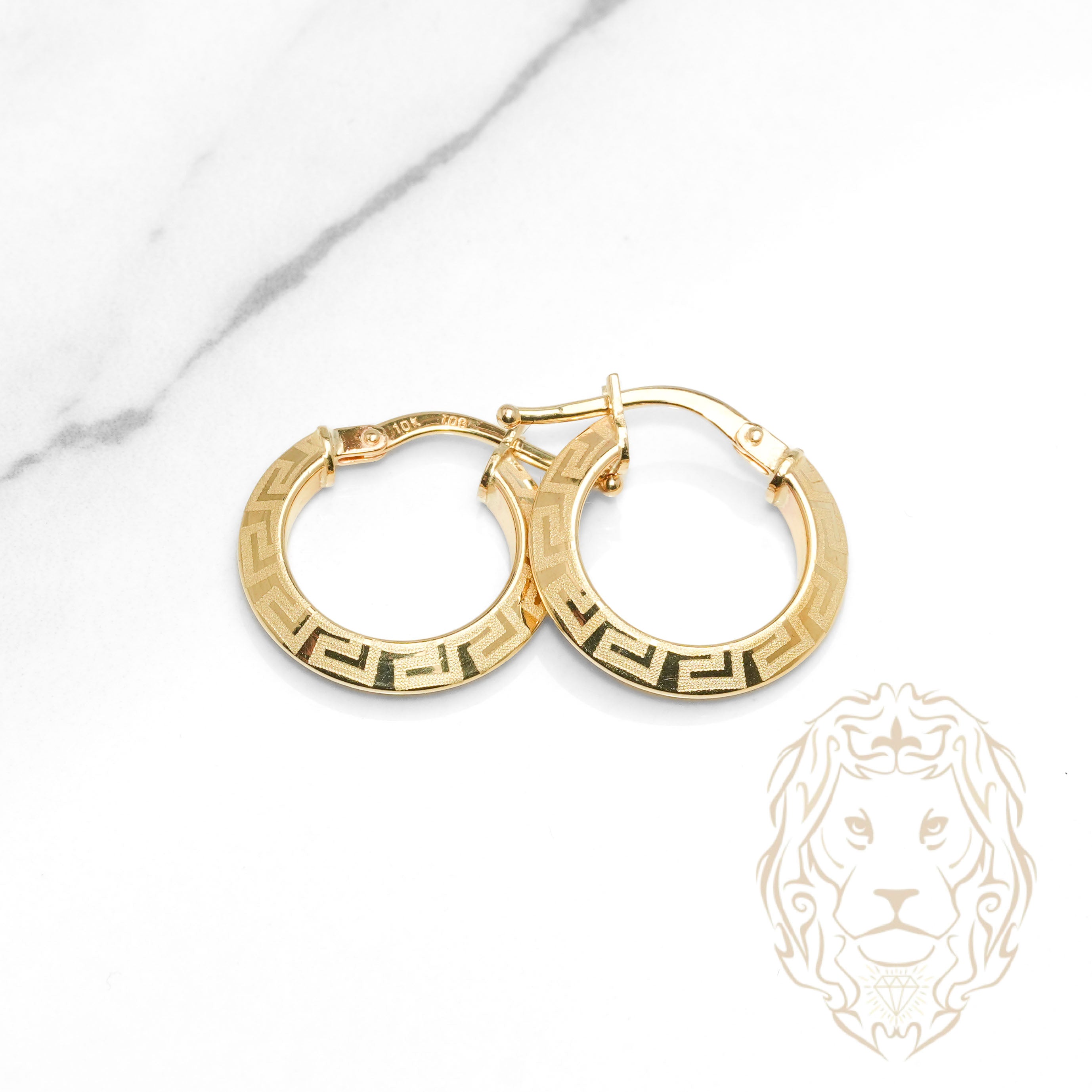 Hoops - Or 10K jaune clé grecque 3mm X 13mm - BOG1315