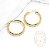 Hoops - Or 10K jaune puff clé grecque 5mm X 24mm - BOG1319