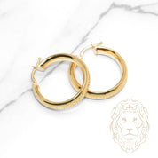 Hoops - Or 10K jaune puff clé grecque 5mm X 24mm - BOG1319