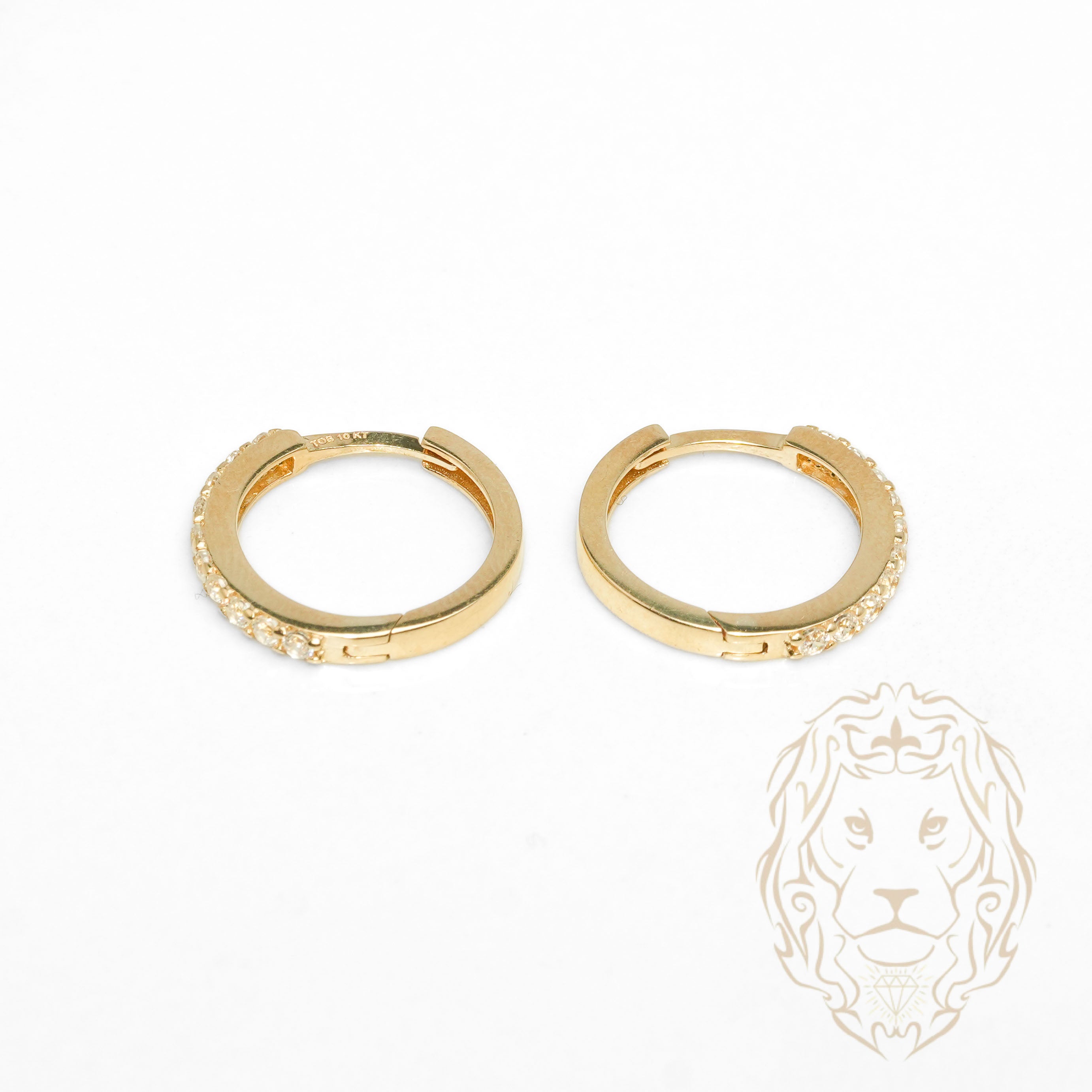 Hoops - Or 10K jaune semi-éternité pierres cz 2mm X 13mm - BOG1322