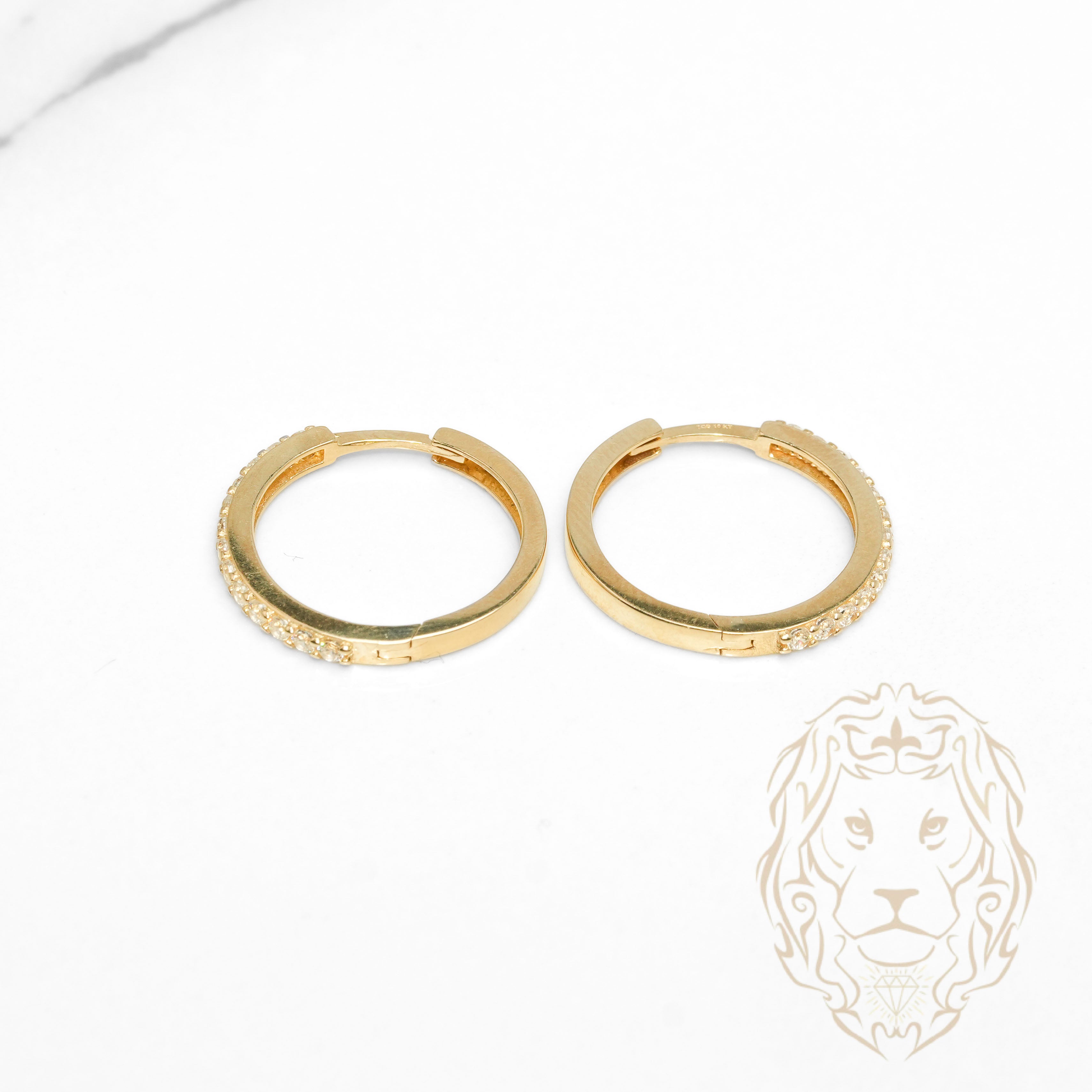 Hoops - Or 10K jaune semi-éternité pierres cz 2mm X 15mm - BOG1323