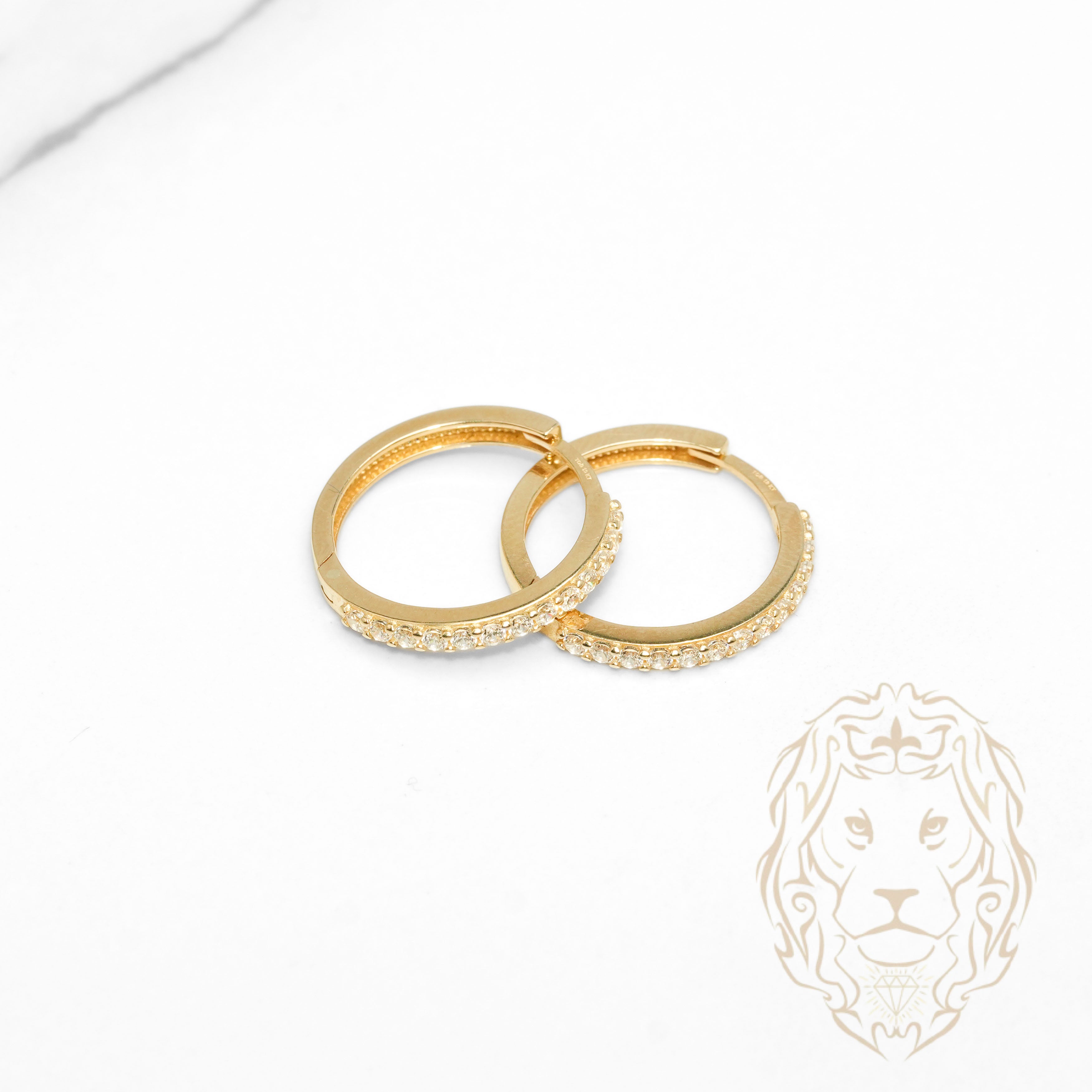 Hoops - Or 10K jaune semi-éternité pierres cz 2mm X 15mm - BOG1323