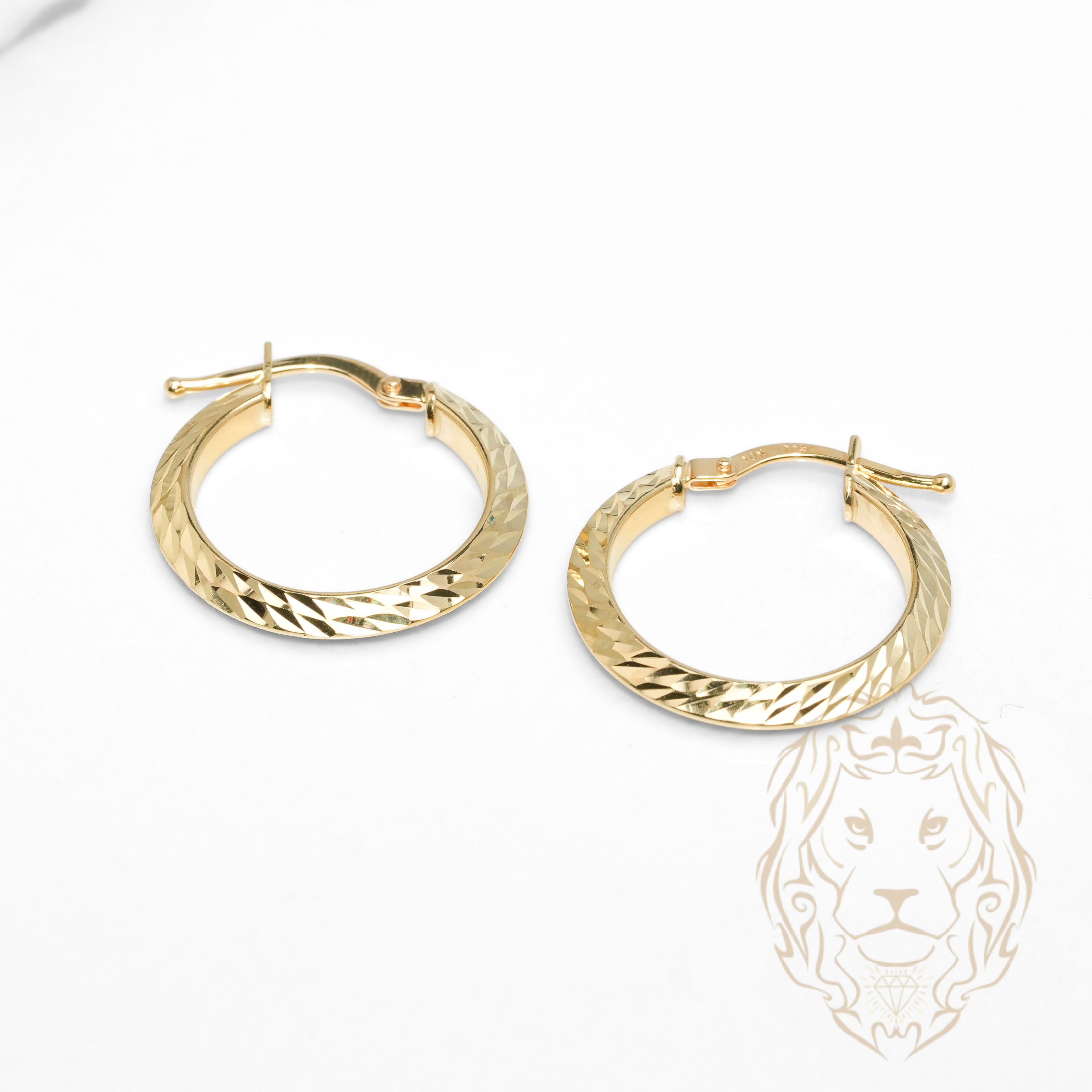 Hoops - Or 10K jaune coupe diamant 3mm X 18mm - BOG1325