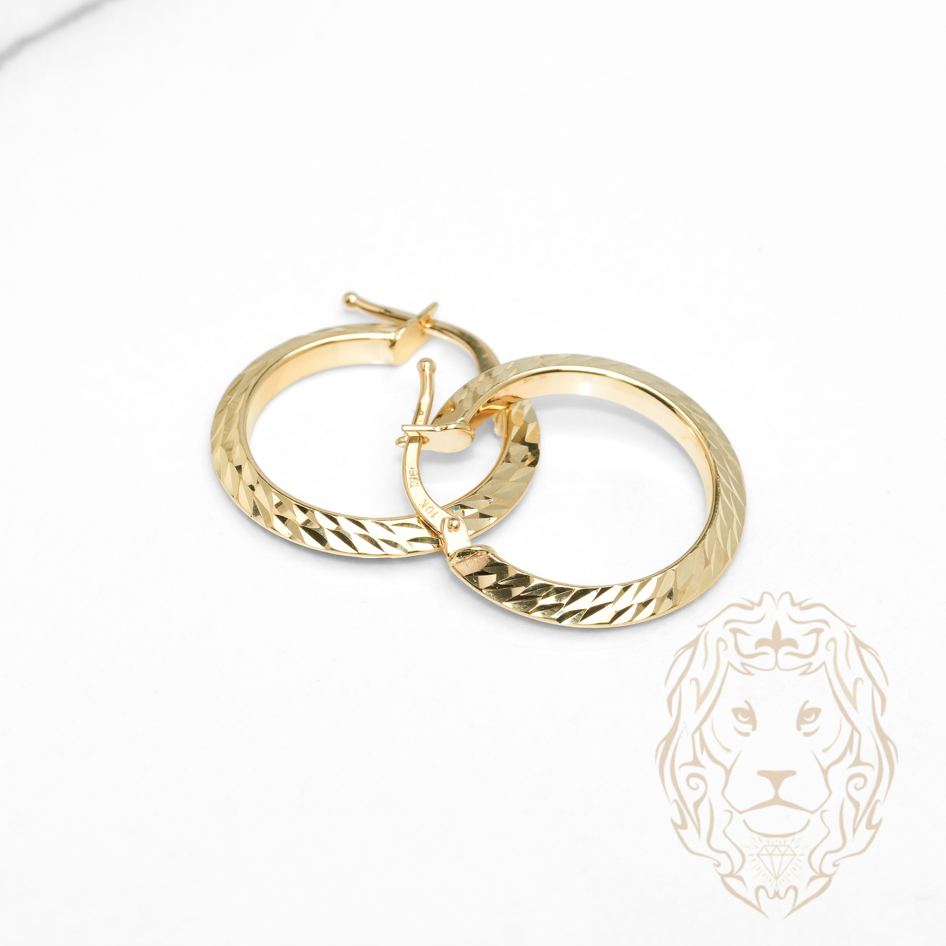 Hoops - Or 10K jaune coupe diamant 3mm X 18mm - BOG1325