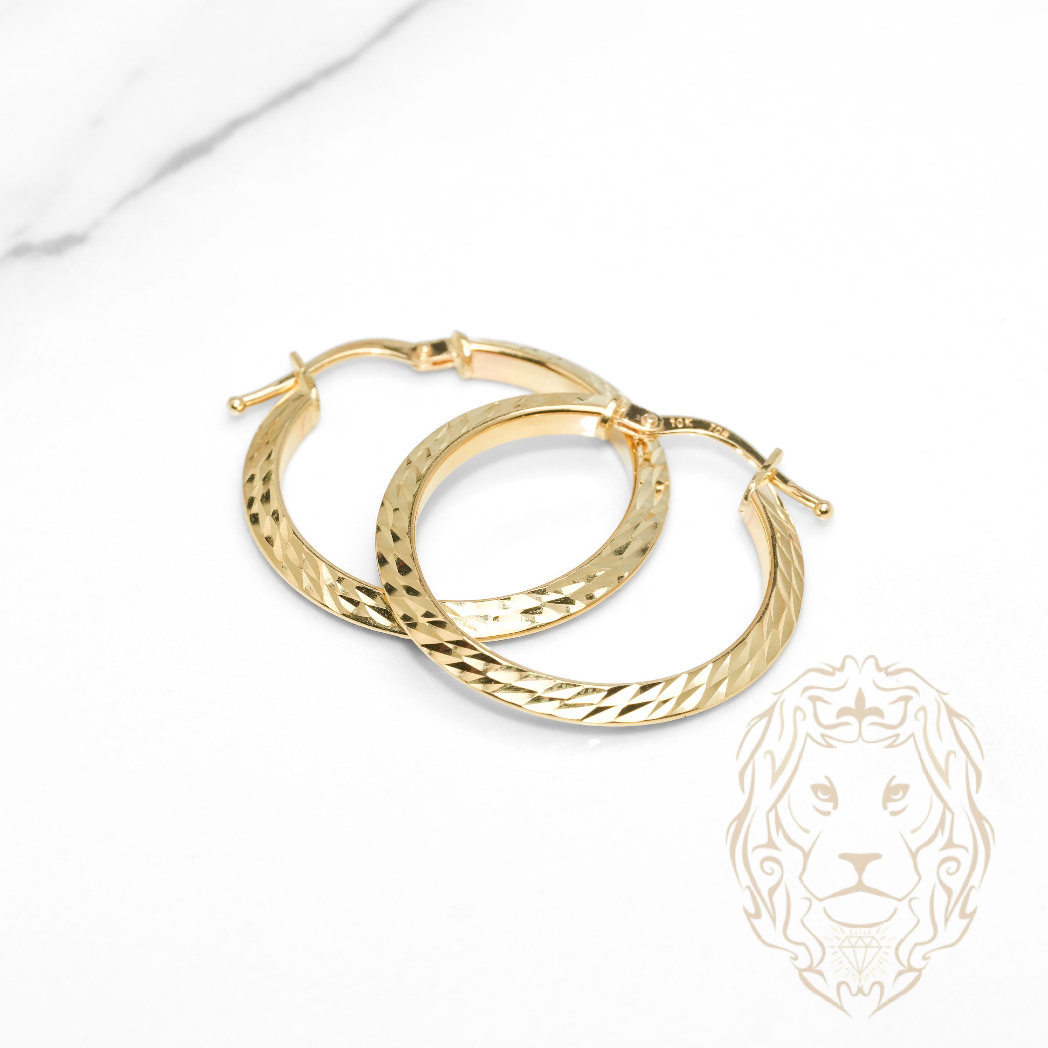 Hoops - Or 10K jaune coupe diamant 3mm X 24mm - BOG1326