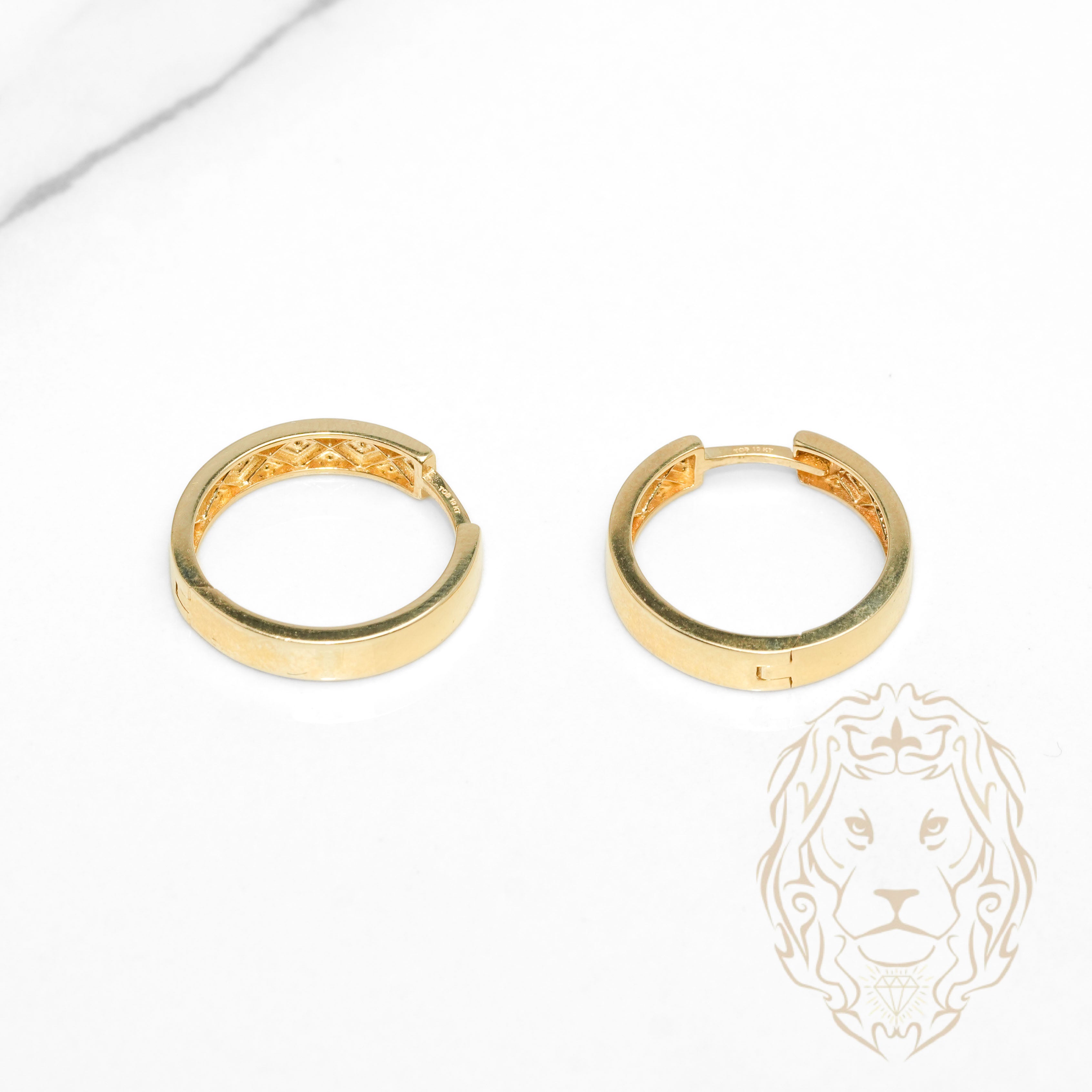 Hoops - Or 10K jaune bords carrés 3mm X 15mm - BOG1332