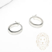 Hoops - Or 10K blanc ovale clé grecque & bords carrés  4mm X 13mm - BOG1333