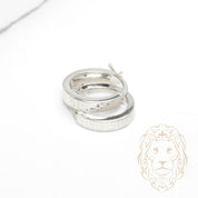 Hoops - Or 10K blanc ovale clé grecque & bords carrés  4mm X 13mm - BOG1333