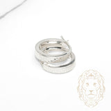 Hoops - Or 10K blanc ovale clé grecque & bords carrés  4mm X 13mm - BOG1333
